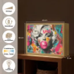 Vrouw - Kauwgom - Graffiti - Neonkleuren Light Box met batterij (Wandlamp) middel -USP_websiteoverzichtNL