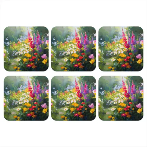 Zomertuin - Sfeervol - Bloemen onderzetter kurk middel -3d