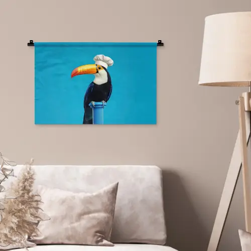 Tucan - Sokkel - Vogel - Koksmuts Wandkleed katoen klein -sfeer4