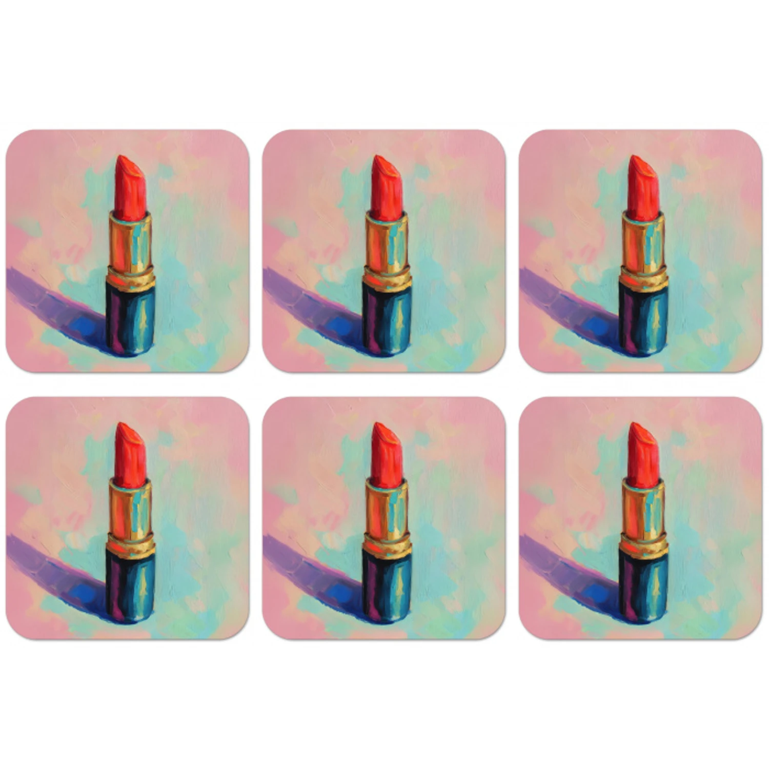 Lippenstift - Rood - Penseelstreken onderzetter kurk middel -zkaufland3dotto