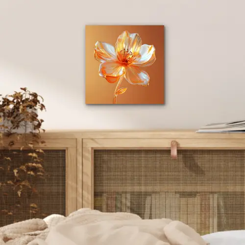 Glazen - Bloem - Oranje aluminium wit klein -sfeer3