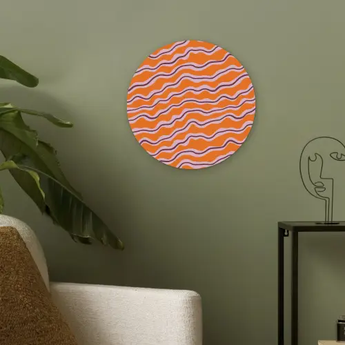 Retro - Golvend - Oranje Akoestische PET Vilt - Rond klein 838 -sfeer2