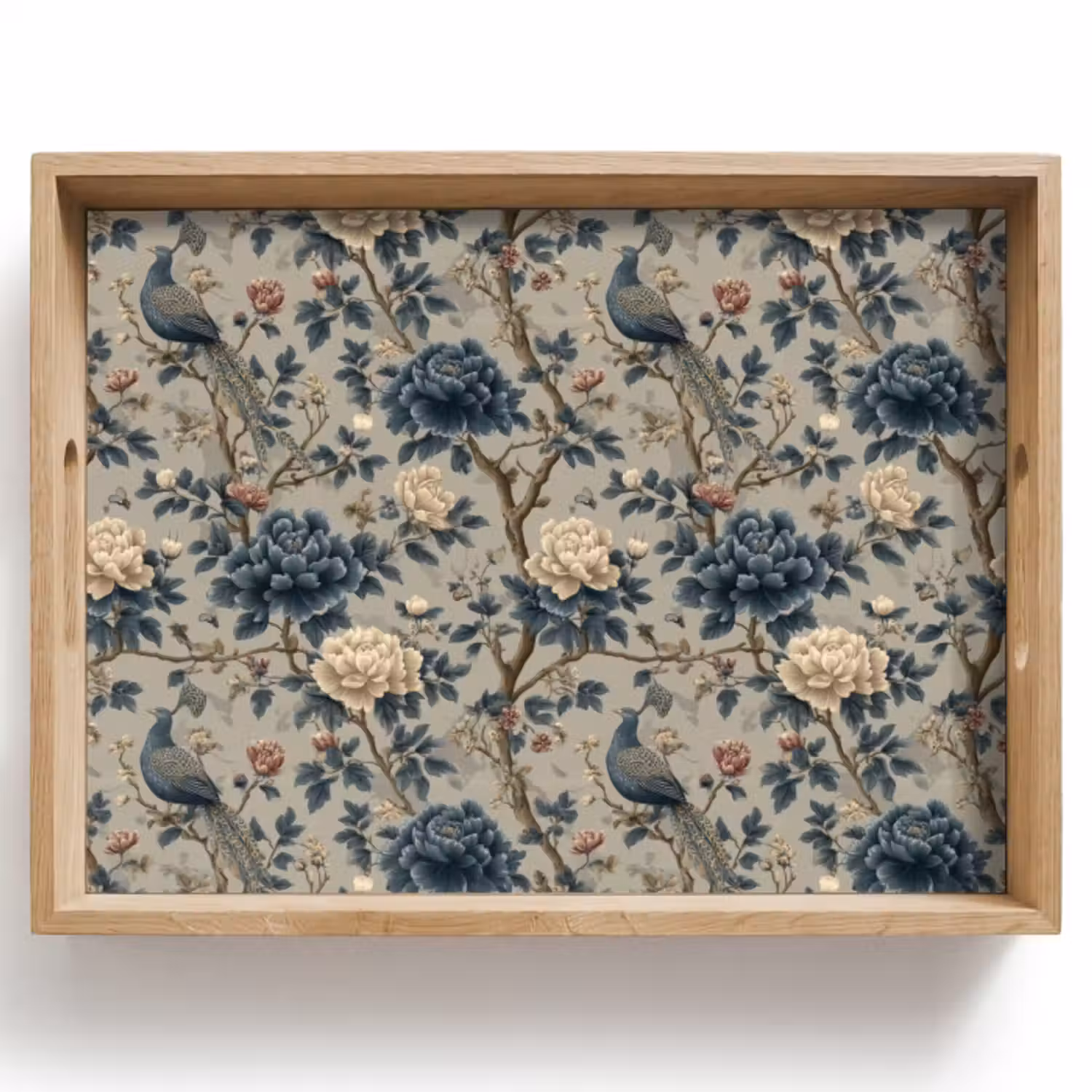 Dienblad - Pauw - Bloemen - Blauw