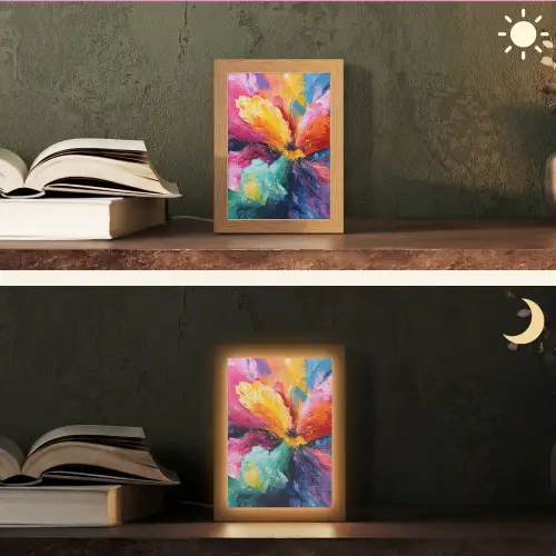 Bloemexplosie - Veelkleurig - Bewegend Light Box met kabel (Tafellamp) klein -sfeer3