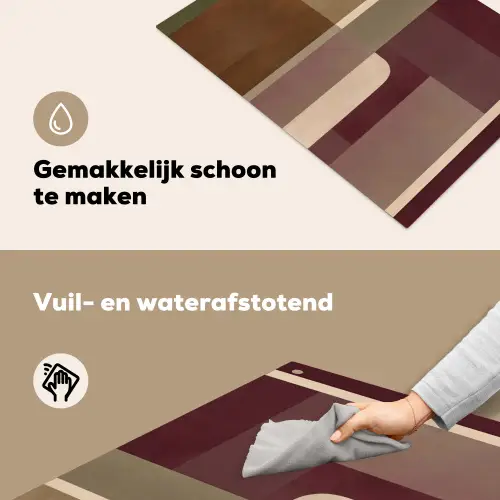 Vlakken - Abstract - Bordeaux - Lijnen Inductie beschemer met haakjes klein -ky-schoon-nl