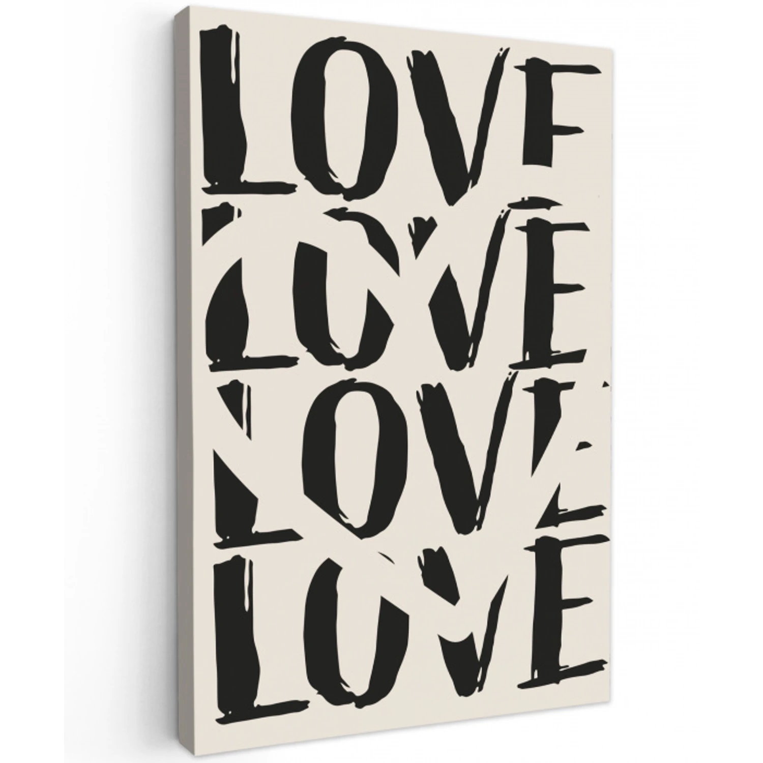 Love - Hart - Beige Tuinposter op houten frame 2 cm dik klein -3d
