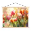 Tulpen - Sprookjesachtig - Kleurrijk textielposter latten blank klein -3d