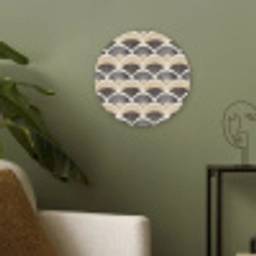 Waaier - Patroon - Zwart - Beige Akoestische PET Vilt - Rond klein 838 -sfeer2