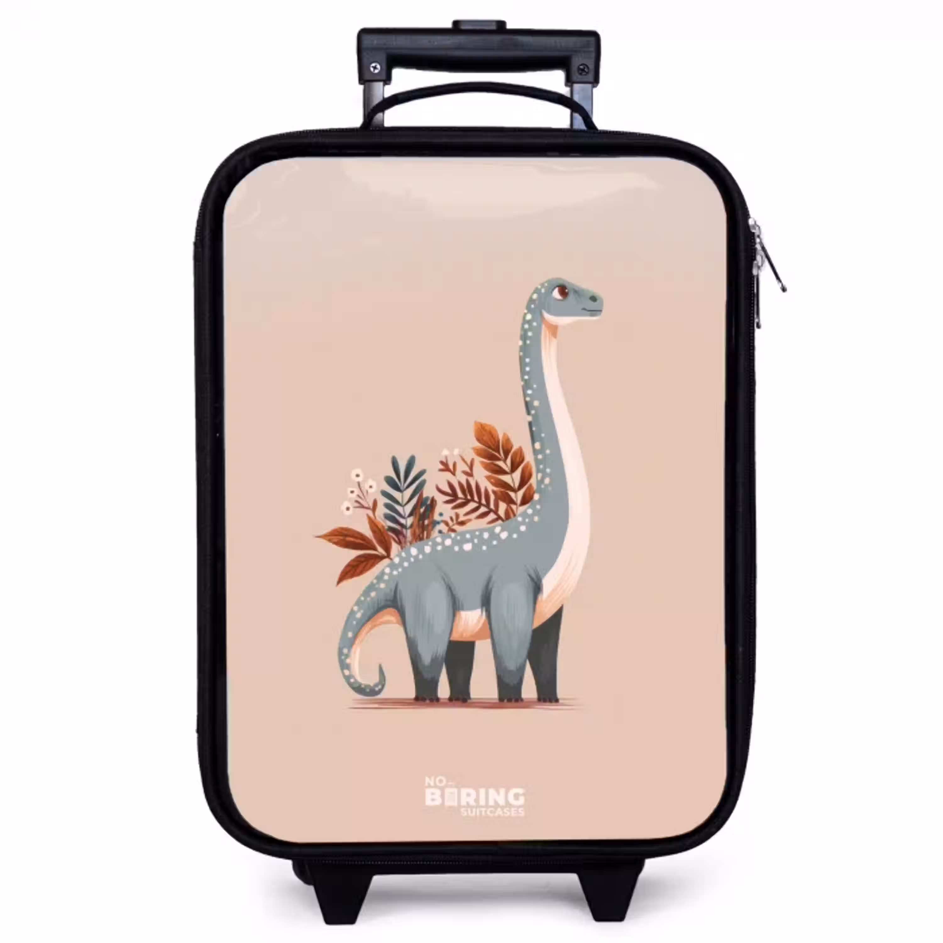 Blauwe dinosaurus op een beige achtergrond Kinderkoffer - Zwart klein -zzz_website3d