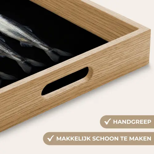 Haring - Vissen - Zwart Dienblad Rechthoek middel -USP_HandgreepNL