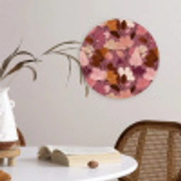 Bloem - Patroon - Roze Wandcirkel kunststof plaat 5mm dik klein 188 -sfeer4