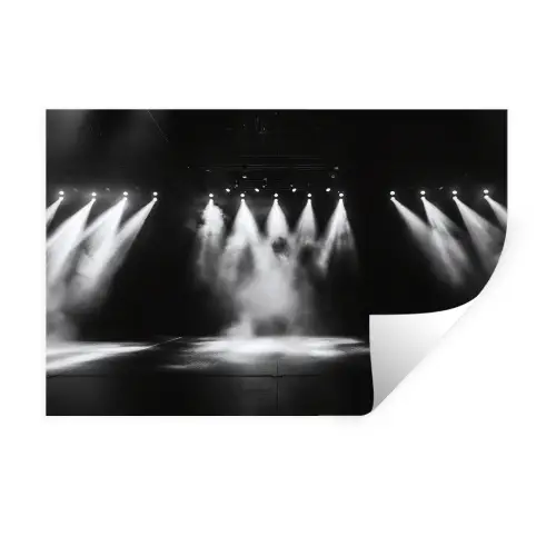 Theaterzaal - Mist - Spotlights - Zwart Muursticker klein -3d