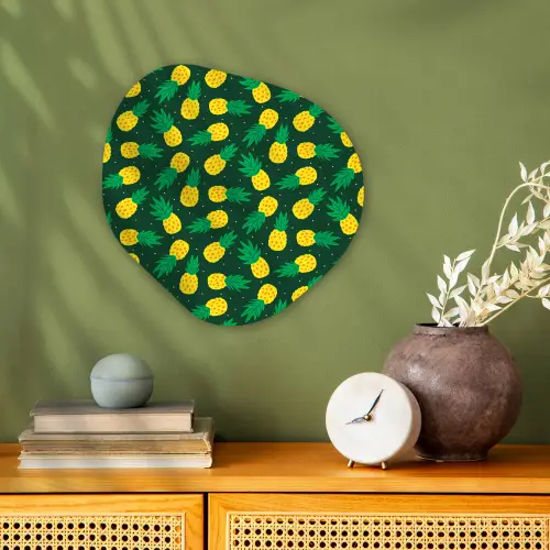 Donkergroen - Ananas - Bladeren Wandcirkel Organisch Forex 3mm klein 629 -sfeer2