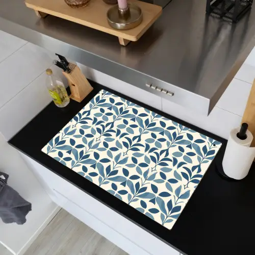 Flora - Modern - Blauw Inductie beschemer met haakjes klein 777 -sfeer1