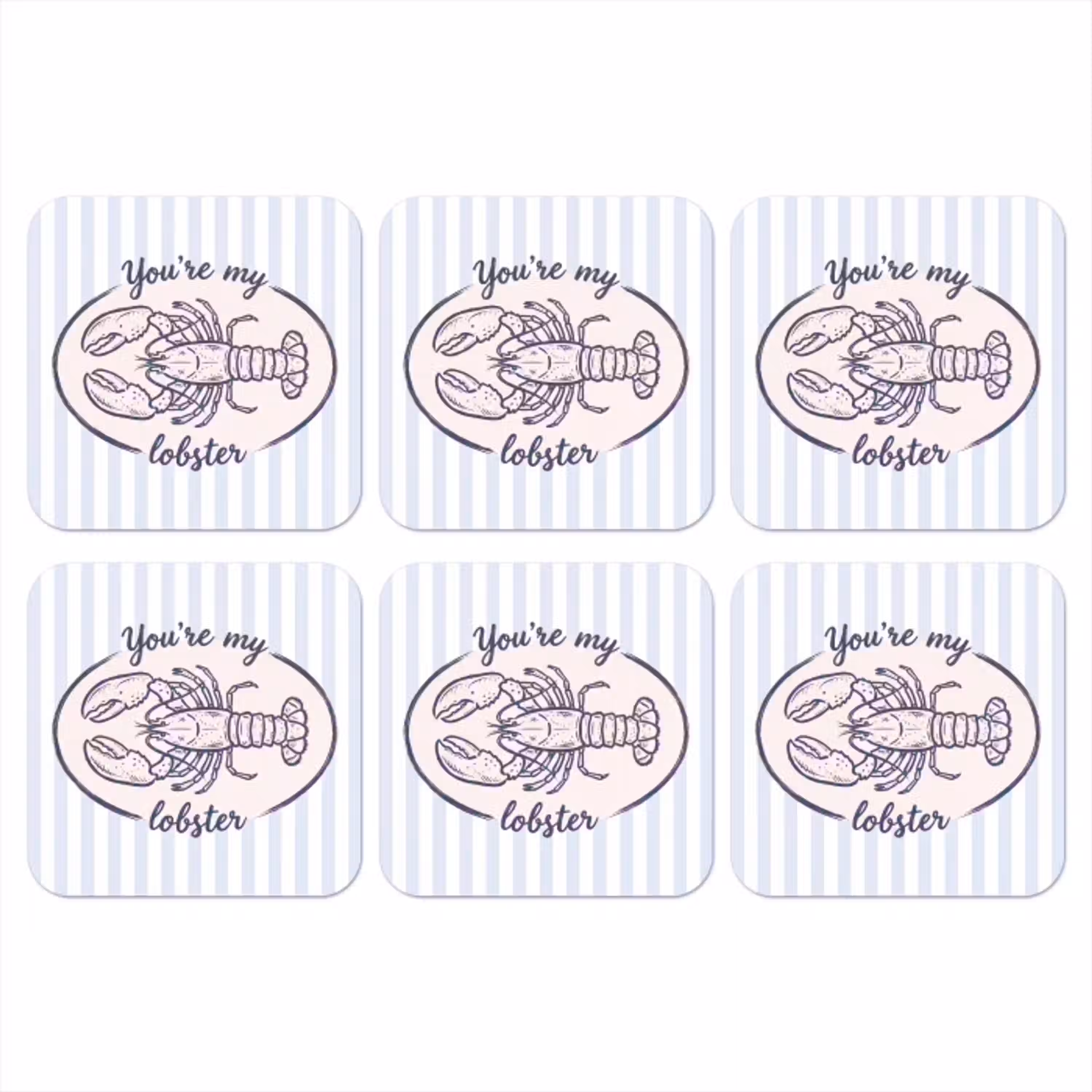 Kreeft - Illustratie - Liefde - Blauw - Decoratie onderzetter kurk middel -3d