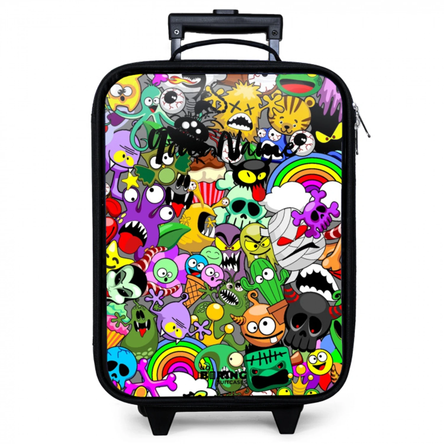 Chaotisch kleurrijk monster patroon Kinderkoffer - Zwart klein -zzz_website3d