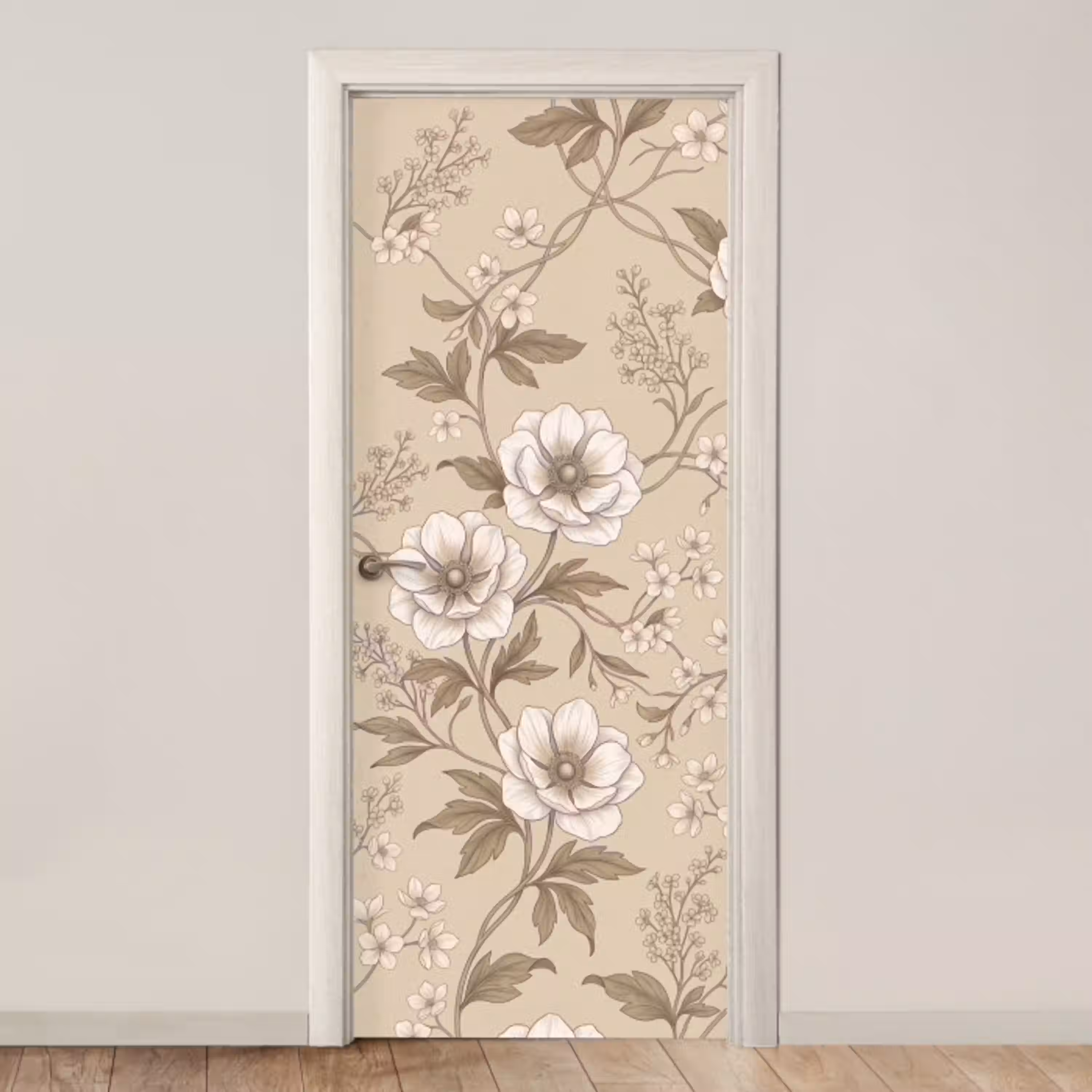 Bloemen - Patroon - Beige deurposter klein -3d_beige