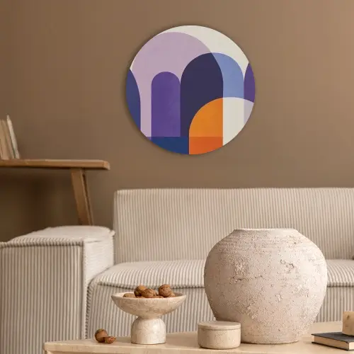Vormen - Abstract - Grafisch - Oranje Akoestische PET Vilt - Rond klein -sfeer1