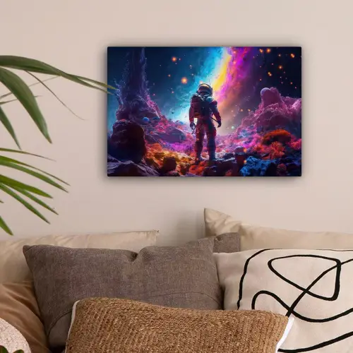 Ruimte - Astronaut - Neon - Sterren canvas 2cm klein -sfeer1