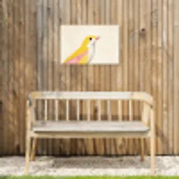 Vogel - Minimalistisch - Geel Tuinposter op houten frame 2 cm dik klein -sfeer4