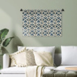 Tegel - Patroon - Blauw - Beige Wandkleed katoen klein 269 -sfeer7