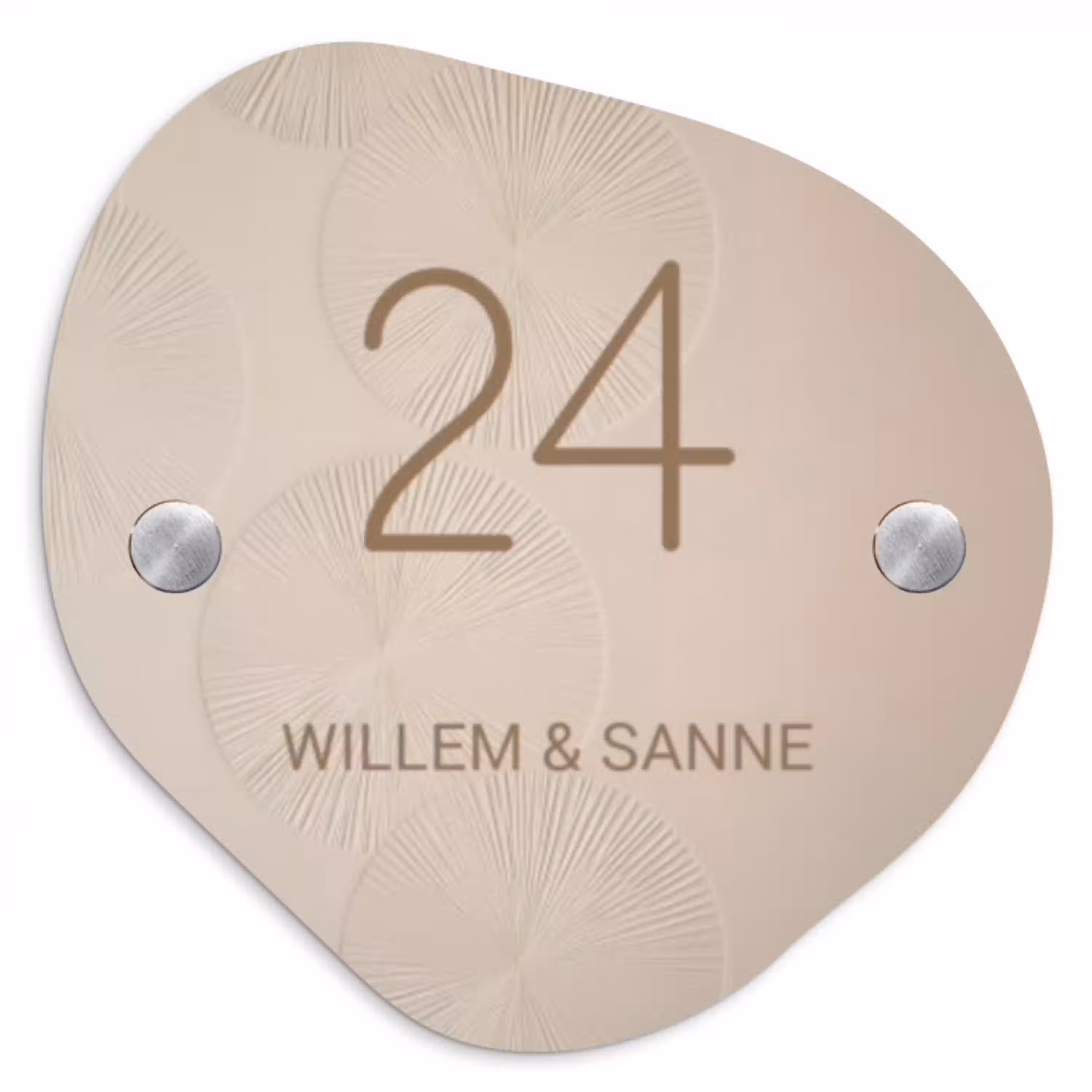 Beige reliëf lijnen - Klassiek Naambord Organisch klein -3d