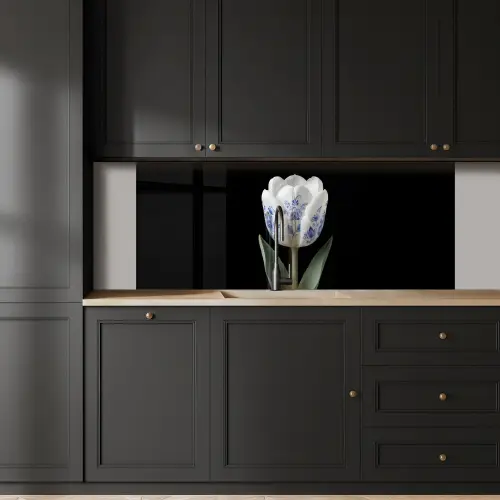 Tulp - Patroon - Blauw keuken achterwand 2 middel -sfeer1