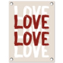 Love - Rood - Tekst tuinposter los doek klein -3d