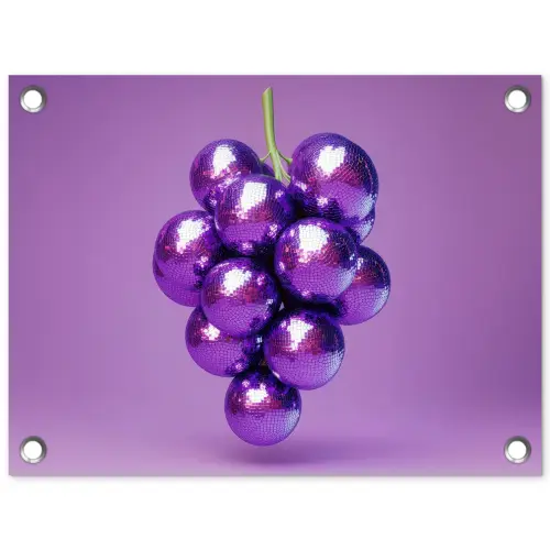 Druif - Disco - Glitter - Paars tuinposter los doek klein -3d