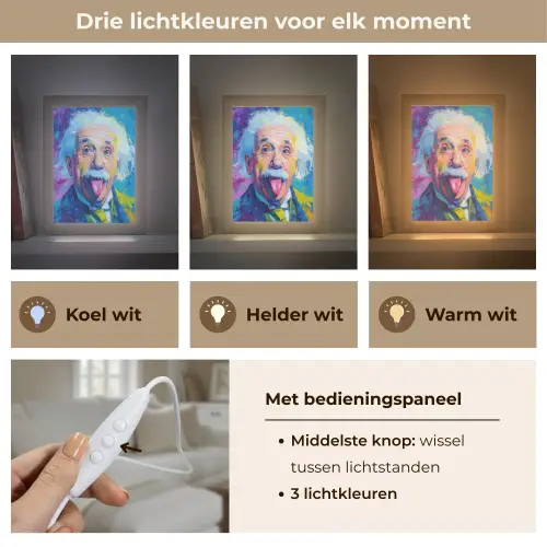 Oude man - Expressief - Kleurrijk Light Box met kabel (Tafellamp) klein -USP_lichtkleurNL