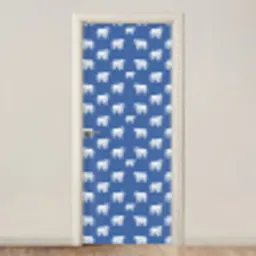 IJsbeer - Patroon - Blauw deurposter klein 289 -3d_beige