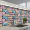 Parelmoerig - Bakstenen - Muur keuken achterwand 2 middel 871 -3d_schuin