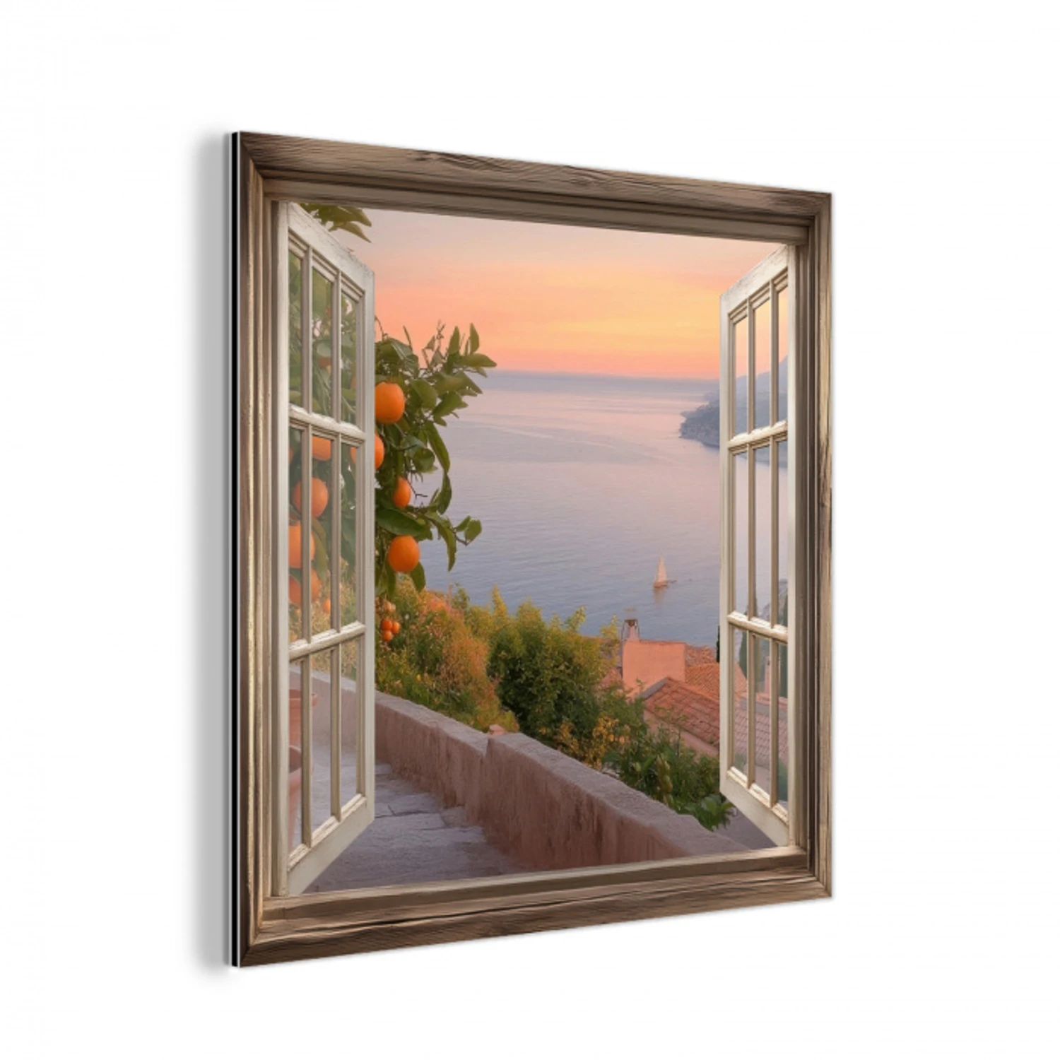 Doorkijk - Uitzicht - Meer - Landschap aluminium wit klein -3d