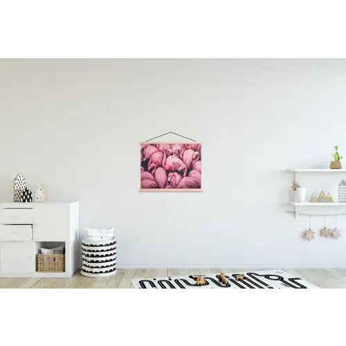 Flamingo - Roze - Dieren textielposter latten blank klein -kinderkamer