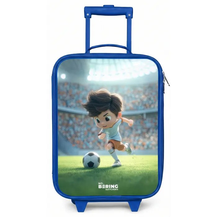 Jongen - Voetbal - Stadion - Zonlicht Kinderkoffer - Blauw klein -zz3dotto