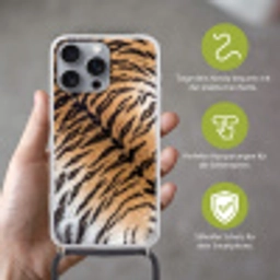 Realistisch - Tijgervacht - Zwart Hoesje iPhone 16 Pro Max met koord klein -sfeer2_DE