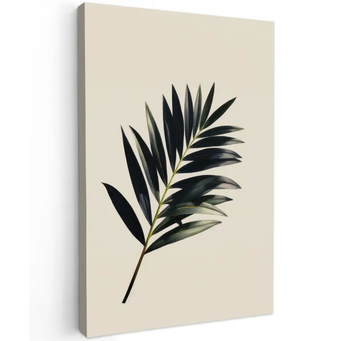 Palmblad - Subtiel - Groen - beige Tuinposter op houten frame 2 cm dik klein -3d