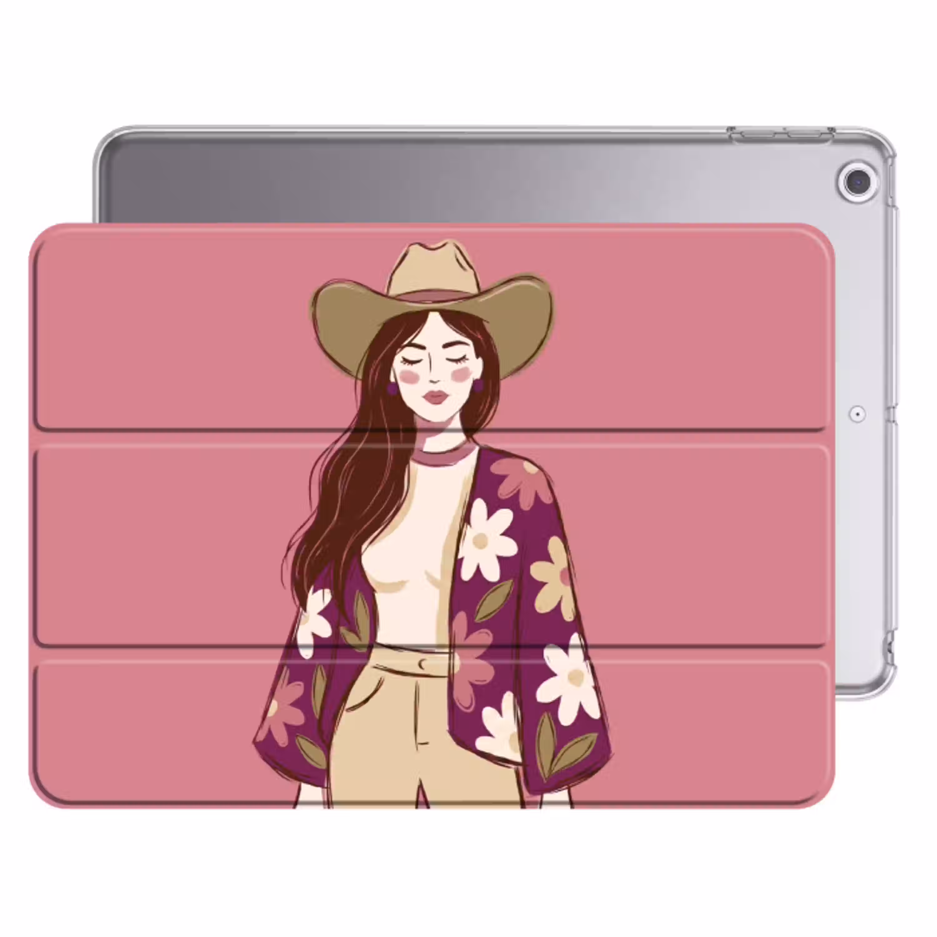 Vrouw - Hoed - Portret - Illustratie - Roze Apple iPad 2017 middel -threedimensional_3d_global
