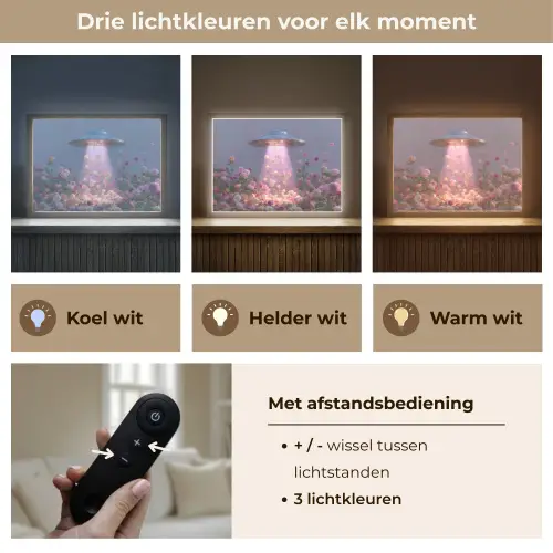 Ufo - Rozen - Pastelkleuren Light Box met batterij (Wandlamp) middel -USP_lichtkleurNL