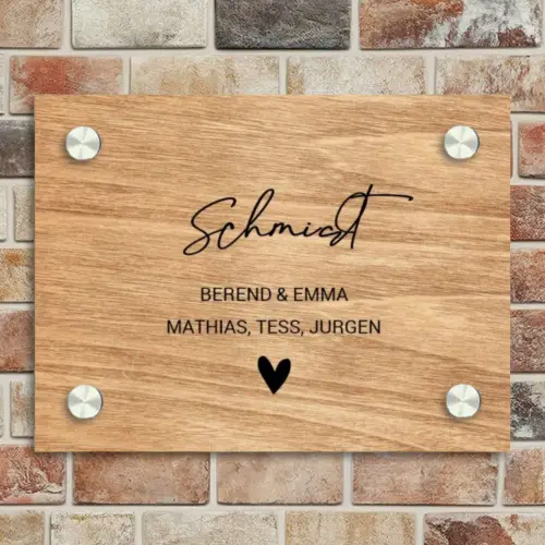 Licht hout - Sierlijk Naambord Rechthoek middel -sfeer3