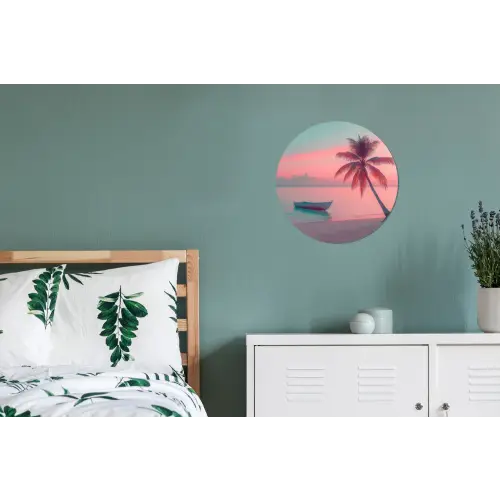 Zee - Boot - Zonsondergang Wandcirkel aluminium klein -slaapkamer