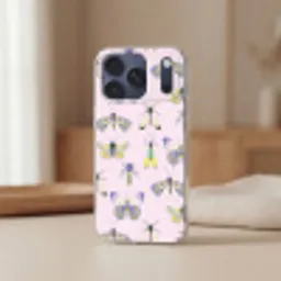 Insecten - Vlinders - Patroon - Roze - Kleurrijk Telefoonhoesje iPhone 17 Pro Max klein -sfeer2