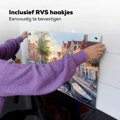 Brug - Stad - Huizen - Boot Inductie beschemer met haakjes klein -ky-ophangen-nl