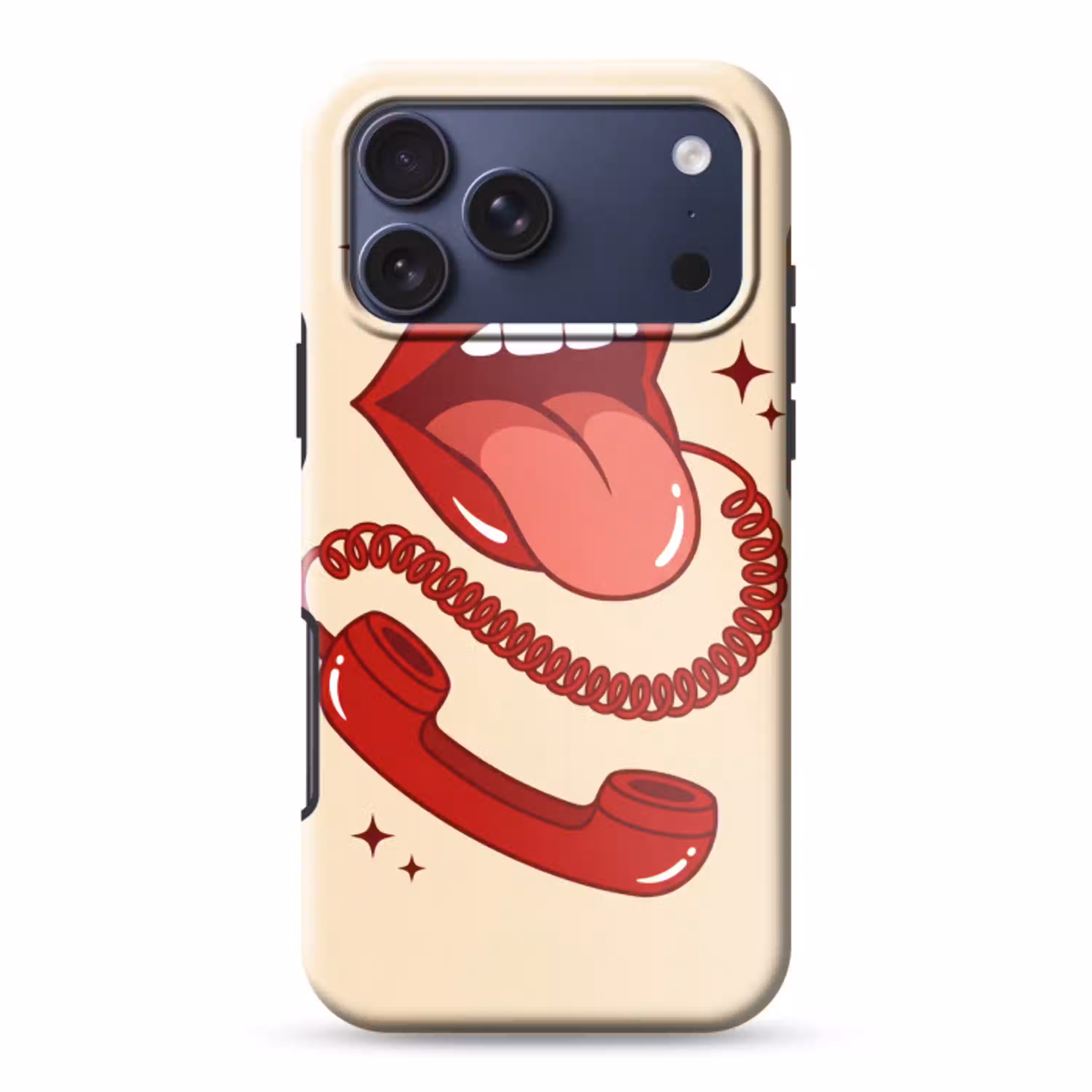 Mond - Telefoon - Popart - Rood - Illustratie Toughcase MagSafe Apple iPhone 17 Pro Max klein -3d