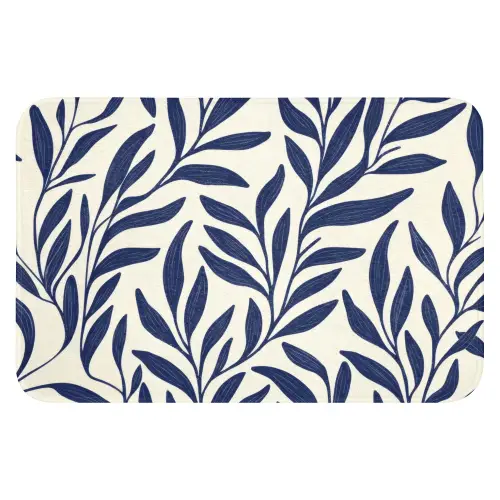 Bladeren - Klimop - Donkerblauw Badmat klein -3d