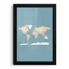 Wereldkaart - Oceaan - Realistisch - Blauw fotolijst zwart zonder passe partout klein -3d