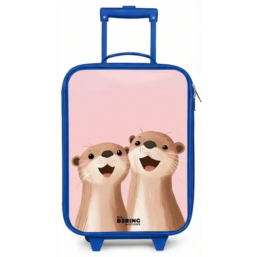 Otters - Lachen - Roze - Illustratie Kinderkoffer - Blauw klein -zz3dotto