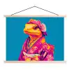 Bloemenkrans - Hagedis - Kimono - Paars textielposter latten blank klein -3d