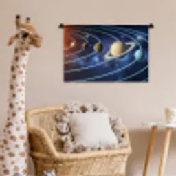 Ruimte - Zonnestelsel - Blauw Wandkleed katoen klein -wsfeer5_kind