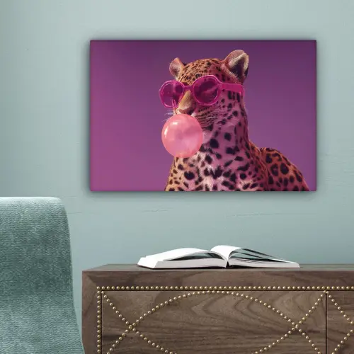 Panter - Zonnebril - Kauwgombel - Roze canvas 2cm klein -sfeer4